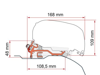 Sada plochých adaptérů pro markýzu Fiamma F80S/F85L pro vysokou střechu H2