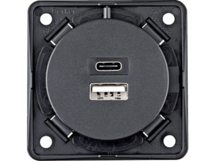 Nabíjecí zásuvka Berker s USB-A/-C 12V, matná antracit