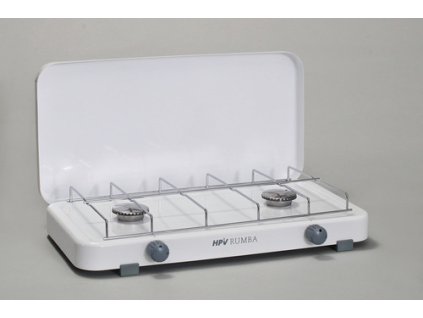 Plynový vařič Rumba s piezoelektrickým zapalováním 2fl. bílý, 50mbar
