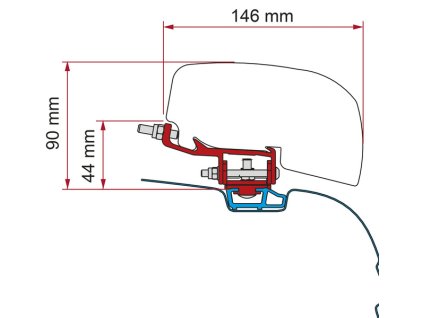 Střešní adaptér F40Van pro VW T5/T6 a Multivan s C lištou ve střeše