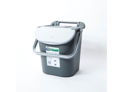 Stohovatelný odpadkový koš o objemu 30 litrů, s šedým víkem