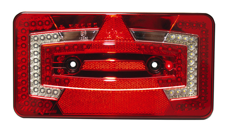 JOKON Multifunkční LED svítidlo, 9-32 V, pravé červené IP67 s trojúhelníkovým reflektorem