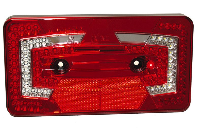 JOKON Multifunkční svítidlo LED, 9-32 V, levé červené IP67 se 6hranným reflektorem