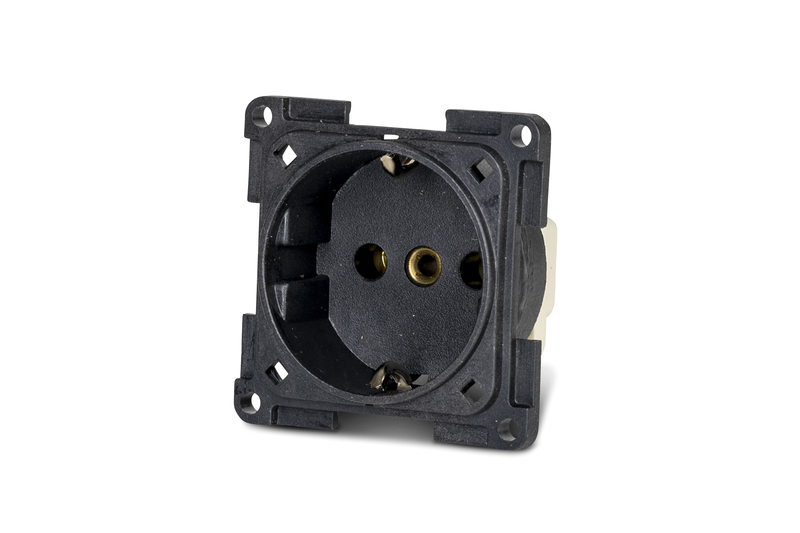 Zásuvka 230 V Schuko. Břidlicově šedá. Volně ložené, rozbalené zboží.