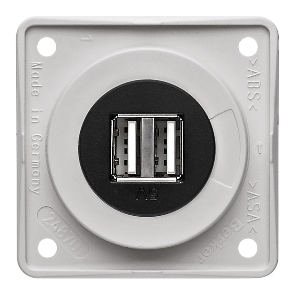 Berker USB nabíjecí zásuvka 12V dvojitá polární bílá-gl., vložka černá