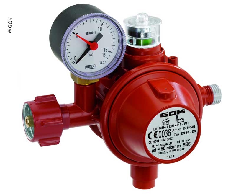 GOK Regulátor plynu EN61-DS 1,5kg/h 29mbar KLF x G1/4LH-KN TAE UEDS Man