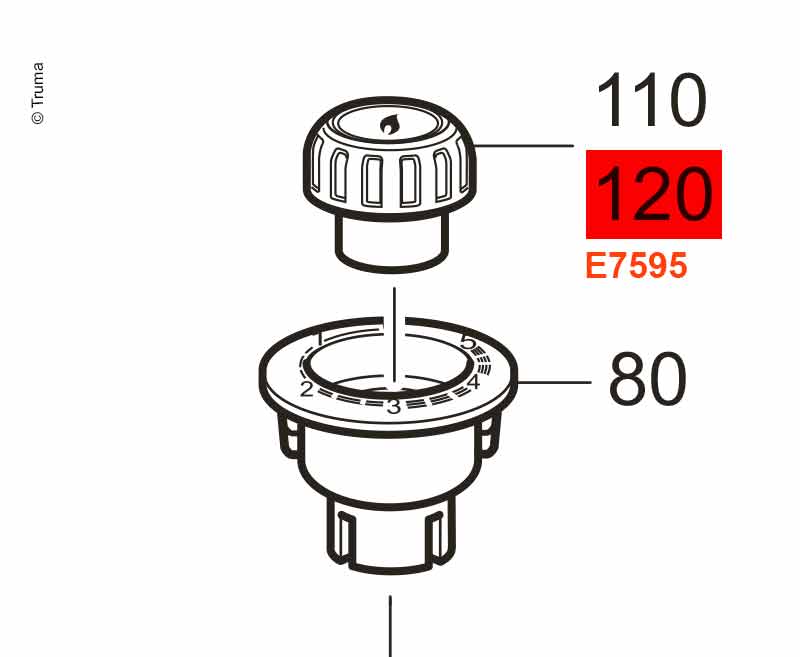 TRUMA Chromovaný otočný knoflík