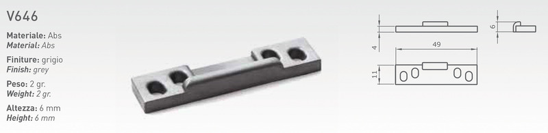 Úderová deska z ABS, 49x11x4mm