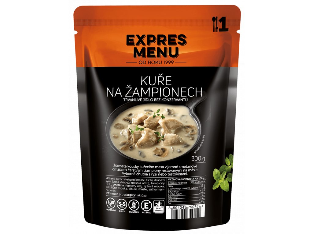 Kuře na žampionech EXPRES MENU (1 porce)