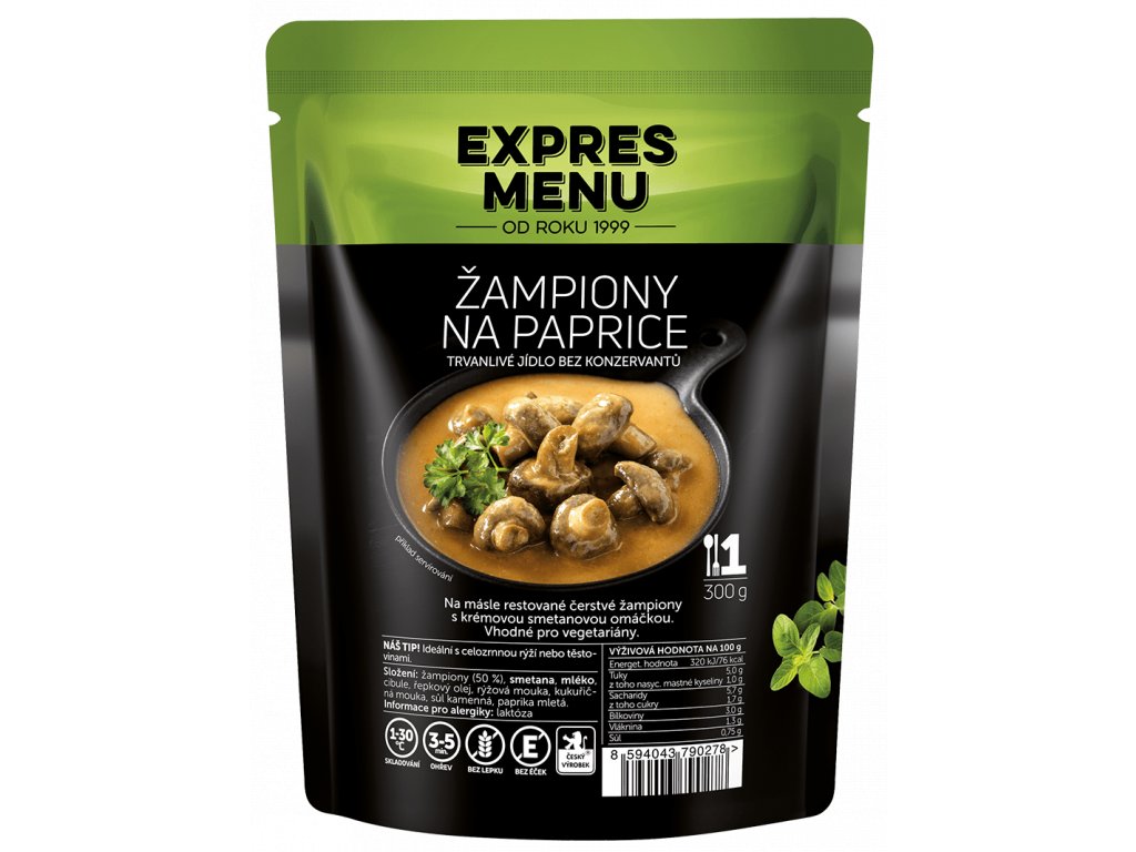 EXPRES MENU Žampiony na paprice (1 porce 300g)