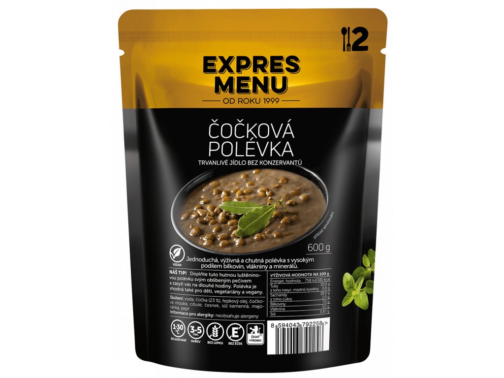 Čočková polévka EXPRES MENU (2 porce)