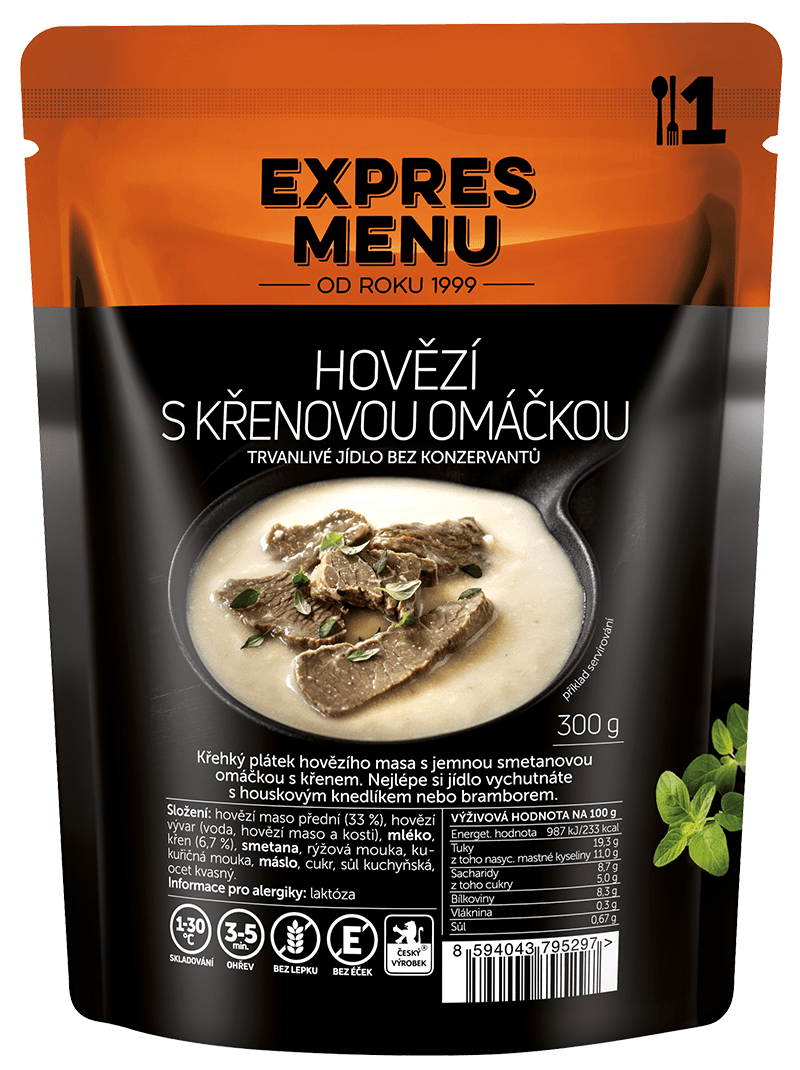 Hovězí s křenovou omáčkou EXPRES MENU (1 porce)