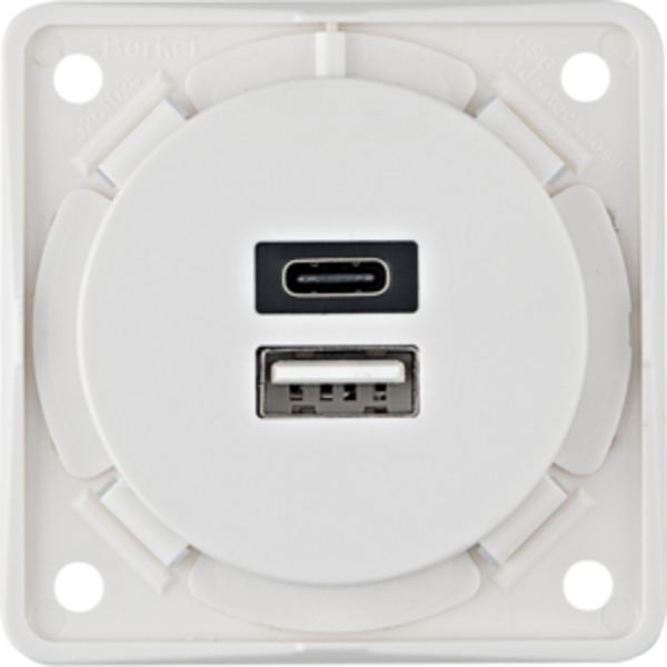 BERKER Nabíjecí zásuvka Berger s USB-A/-C 12V, bílá