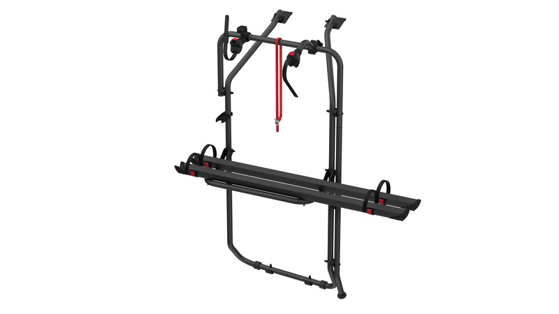 Nosič kol Fiamma Carry Bike pro VW T5/T6/T6.1 s křídlovými dveřmi v černé barvě