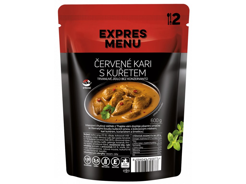 Expres menu Červené kari s kuřetem EXPRESS MENU (2 porce)