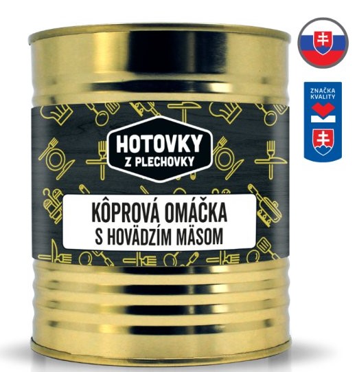 HOTOVKY Z PLECHOVKY Koprová omáčka s hovězím masem Varianta: 800 g