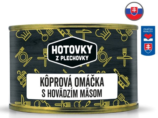 HOTOVKY Z PLECHOVKY Koprová omáčka s hovězím masem Varianta: 400 g