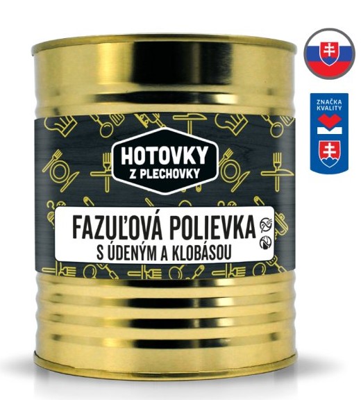 HOTOVKY Z PLECHOVKY Fazolová polévka s uzeným a klobásou Varianta: 800 ml