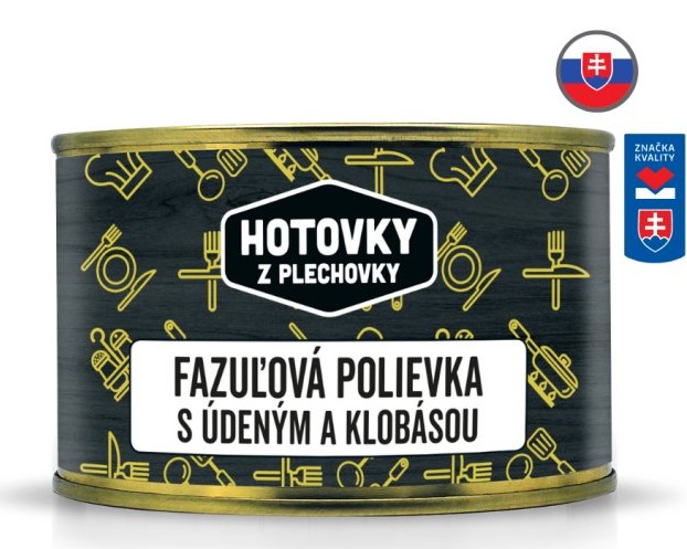 HOTOVKY Z PLECHOVKY Fazolová polévka s uzeným a klobásou Varianta: 400 ml