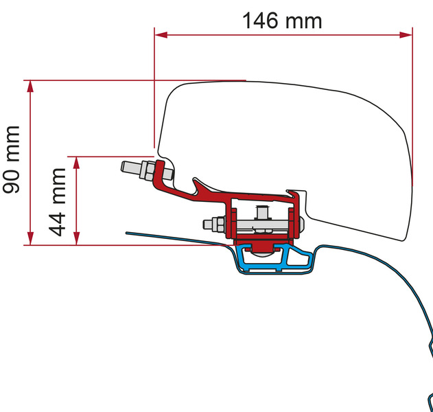 FIAMMA Střešní adaptér F40Van pro VW T5/T6 a Multivan s C lištou ve střeše