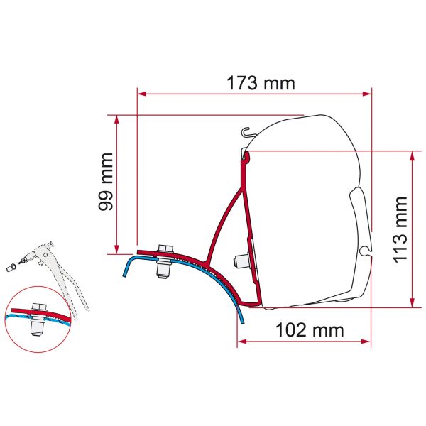 Adaptér markýzy Fiamma pro F45 S / F45 L / Zip Varianta: Adaptér pro Renault Trafic/ Opel Vivaro