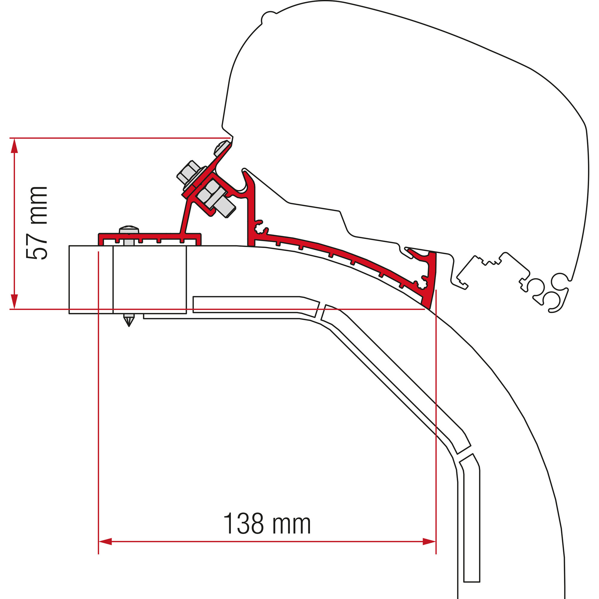 Adaptér pro Arca a Mobilvetta K-Yacht pro markýzu Fiamma F65/F80
