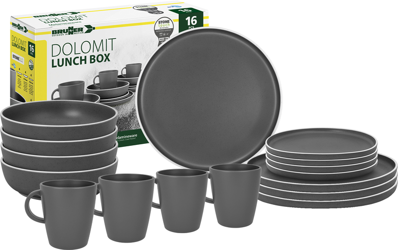 Sada melaminového nádobí Brunner DOLOMIT GREY 16dílná, pro 4 osoby