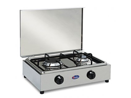 Plynový sporák s 2 plameňmi, zámkom zapaľovania a odnímateľnou varnou doskou - Parker (Varianta PARKER Noble.cook.2fl.50mb)