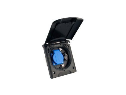 Vonkajšia zásuvka na 12V/230V s magnetickým zámkom - čierna