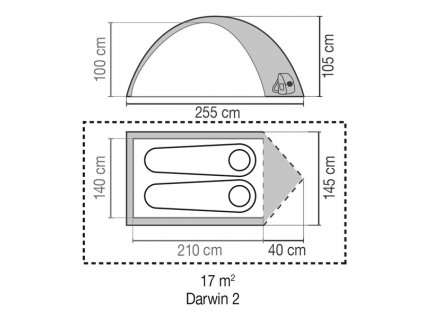 238537 darwin 2 kopulovy stan actice pro 2 osoby 3000 mm sklolaminatove tyce