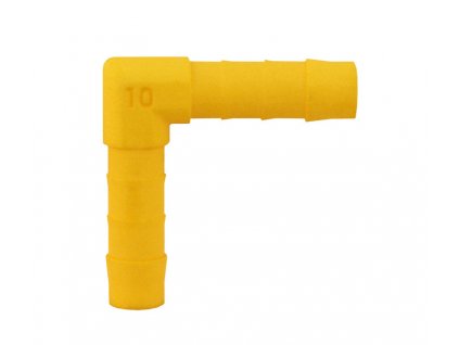 253795 90 uhlova spojka pro 10mm hadici 2ks bila zluta