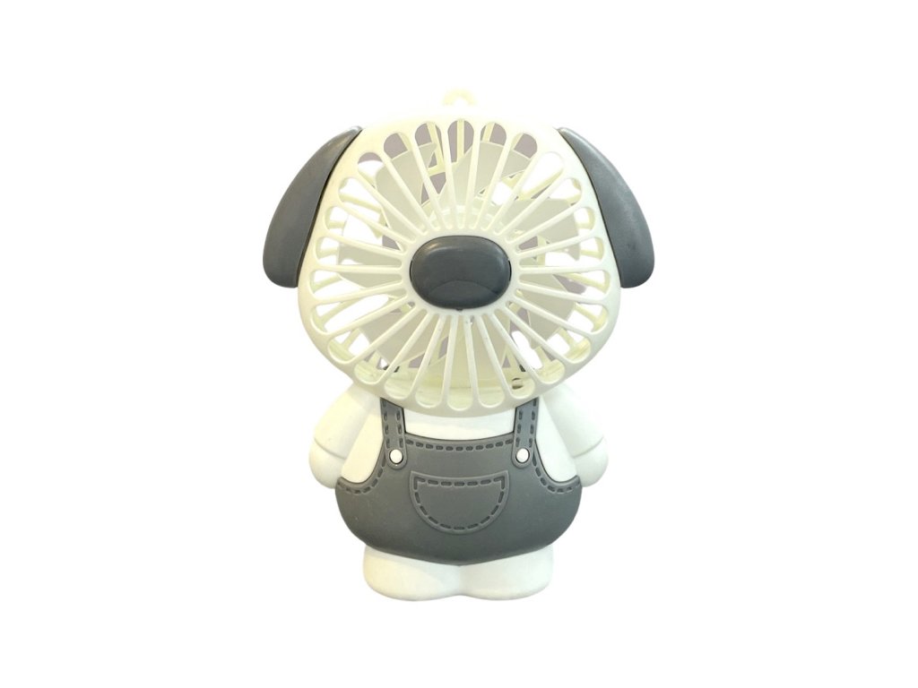 Dětský roztomilý MINI stolní ventilátor pes šedý