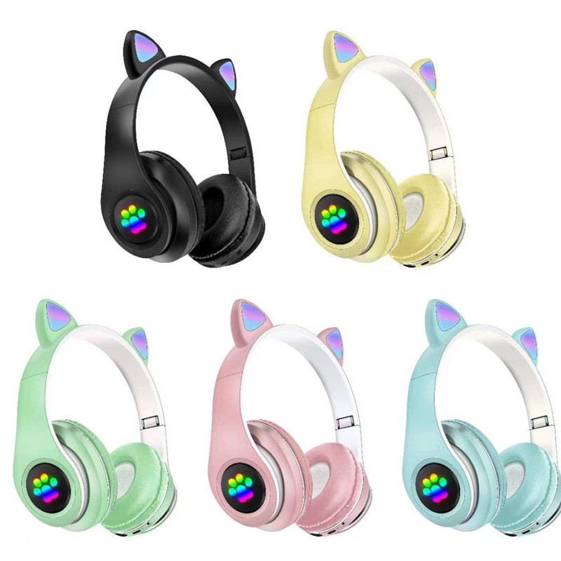 Bezdrátová sluchátka Cat Ear s tlapkou pastelové P33M Barva: Růžová