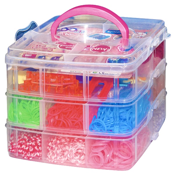Kufřík sady barevných gumiček pro pletení náramků - 7 000 ks