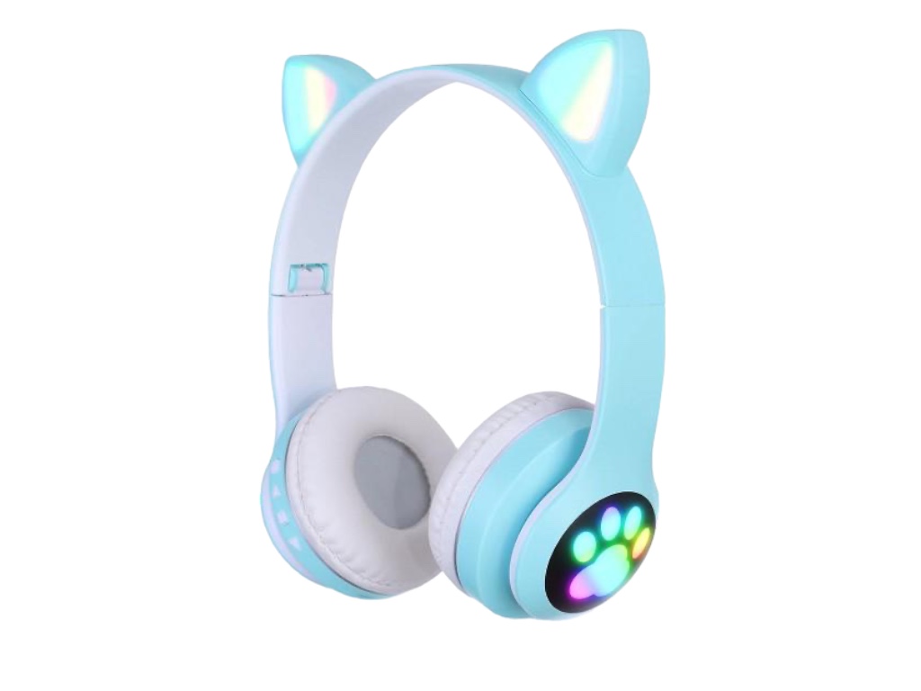 Bluetooth sluchátka Cat Ear s tlapkou VV-23M Barva: Světle modrá