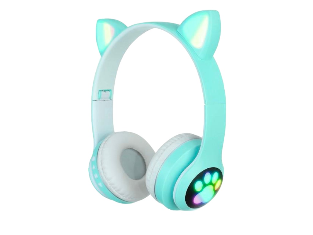 Bluetooth sluchátka Cat Ear s tlapkou VV-23M Barva: Světle zelená