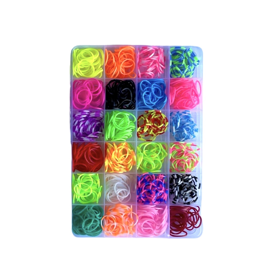 Mini sada barevných gumiček pro pletení náramků - 1 200 ks