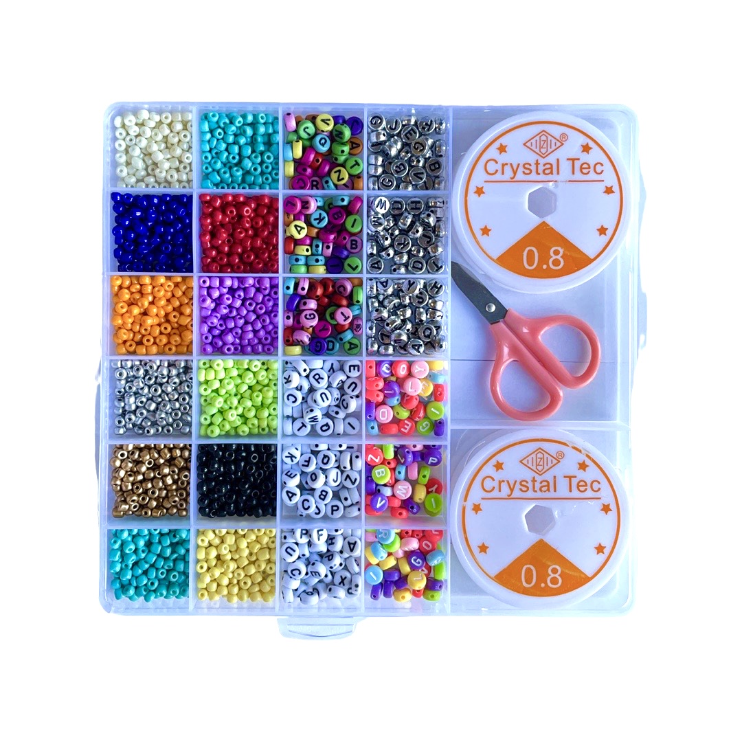 Sada barevných korálků pro pletení náramků - 1 800 ks