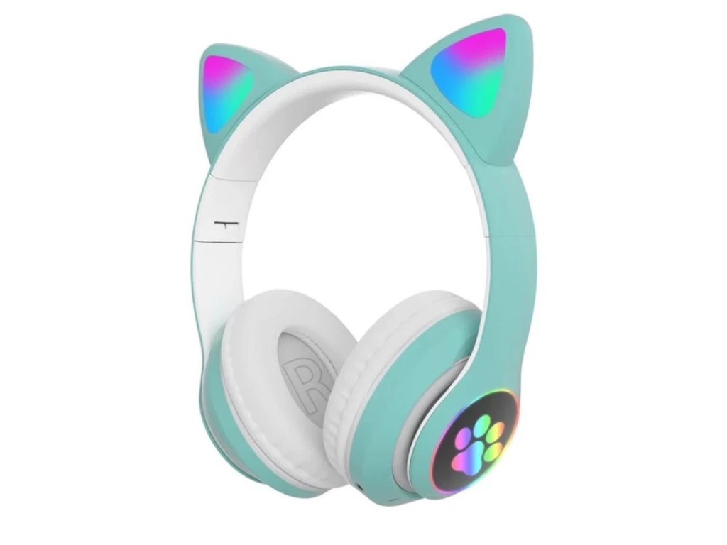 Bluetooth sluchátka Cat Ear s tlapkou STN-28 Barva: Světle zelená