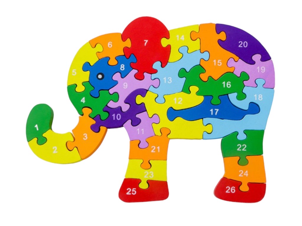 Vzdělávácí dřevěné Puzzle Varianta: Slon