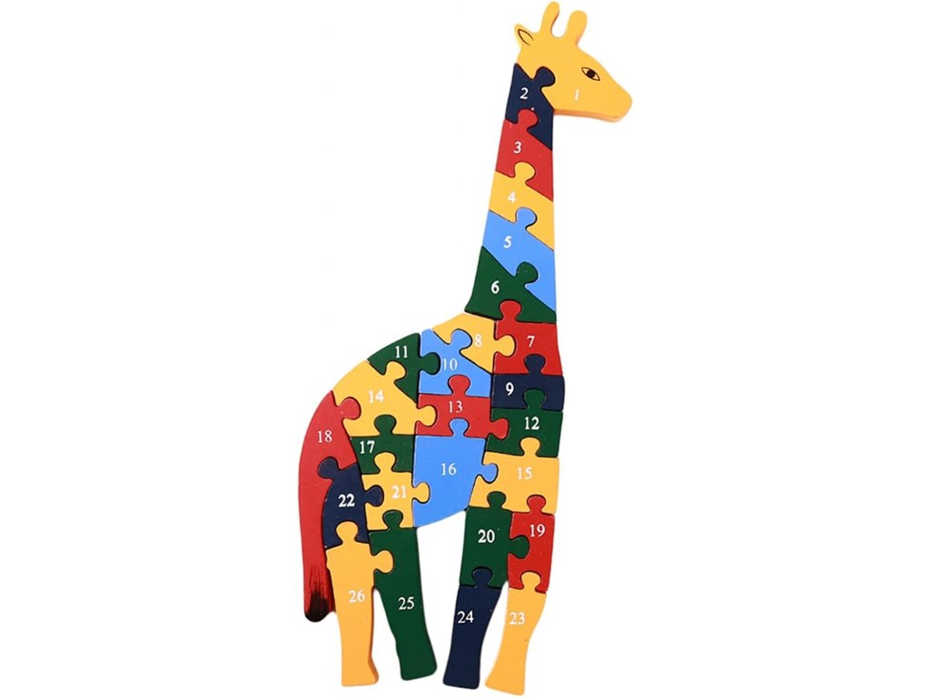 Vzdělávácí dřevěné Puzzle Varianta: Žirafa