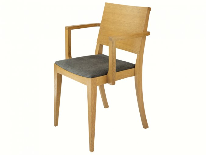 Restaurační židle 2K-1026 s čalouněným sedákem a dřevěnými područkami