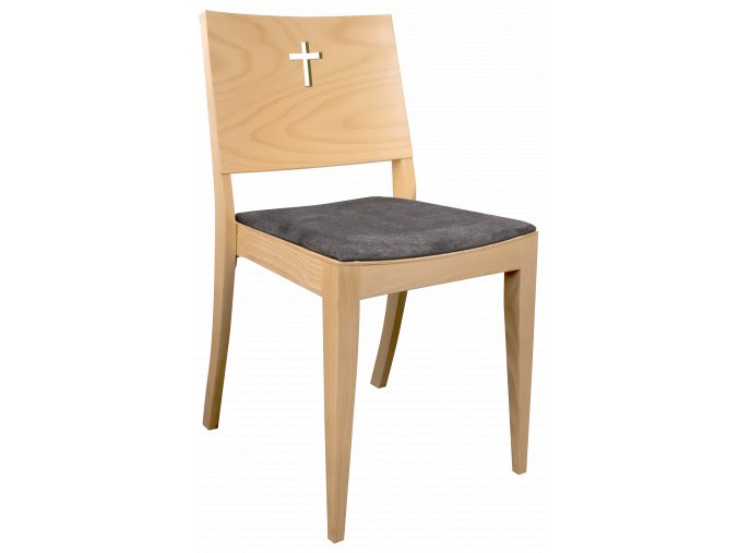 Buková čalouněná židle pro fary a církve s křížem na opěradle | Ressed