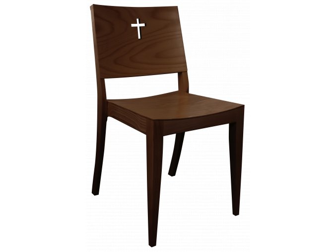 Tmavá církevní židle s křížem na opěradle pro římskokatolické církve | Ressed
