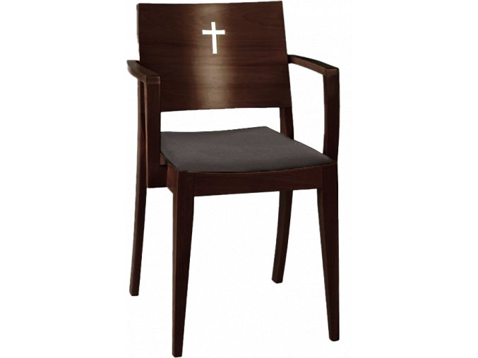 Tmavá stohovatelná židle do církevních prostorů s křížem | Ressed