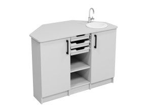 Stůl s umyvadlem a baterií, HPL