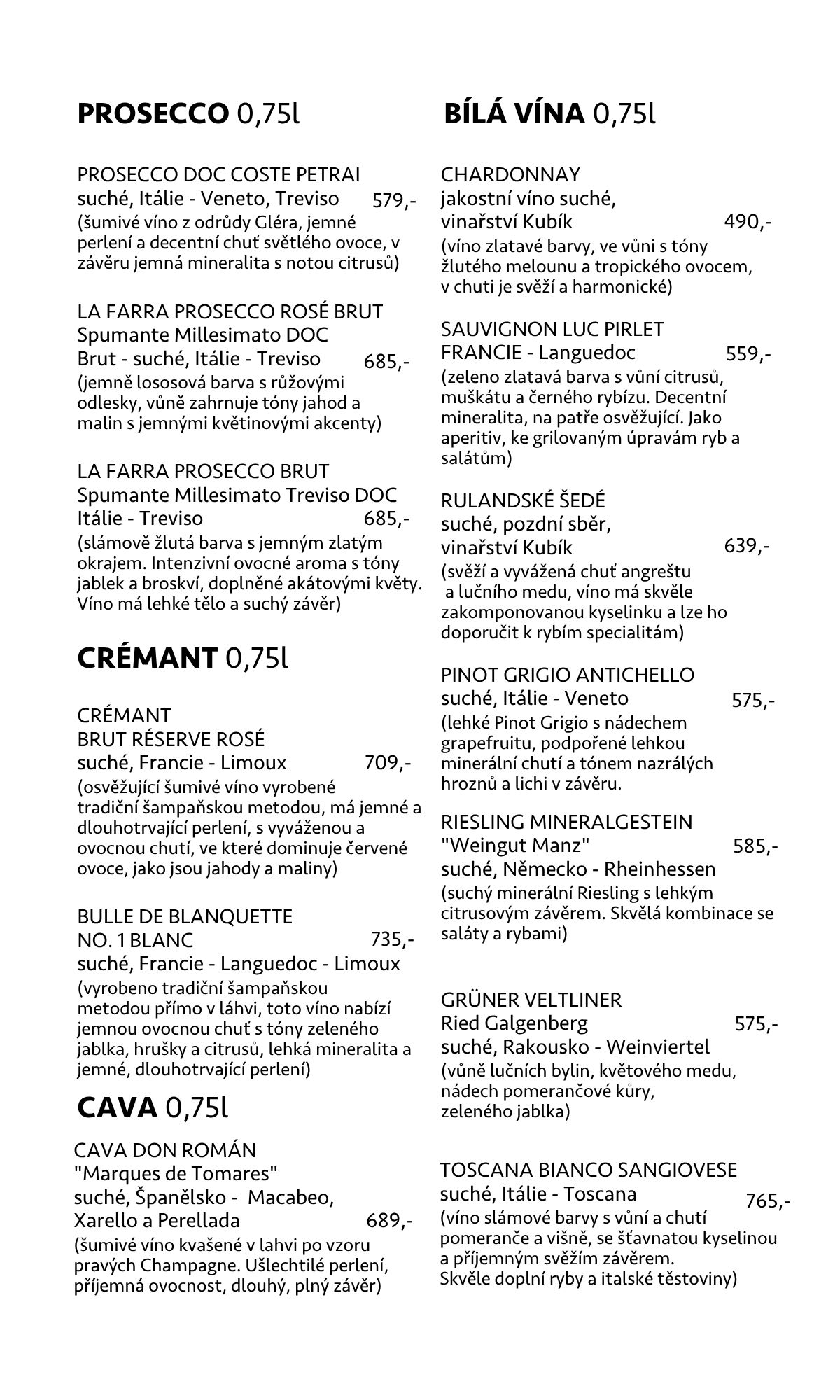 Víno láhve — Prosecco DOC, La Farra Brut, Brut Réserve Rosé, Bulle de Blanquette, Cava Don Roman, bílá vína, červená vína