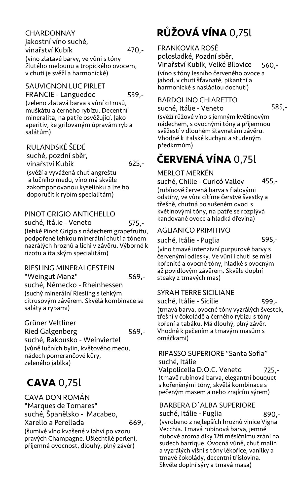 Víno láhve – nabídka