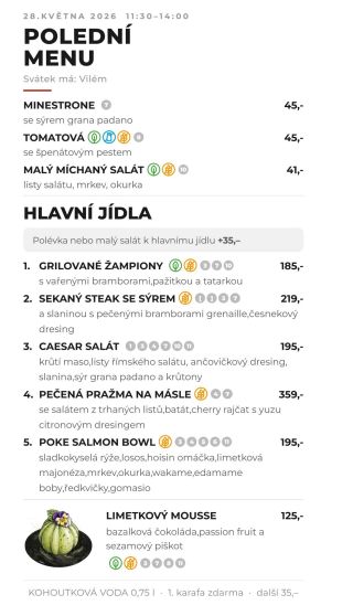 Přijďte ochutnat naše polední menu! • ⁠Každý den pro vás chystáme čerstvé speciality, které si můžete vychutnat přímo u...