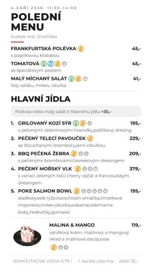 Přijďte ochutnat naše polední menu! • ⁠Každý den pro vás chystáme čerstvé speciality, které si můžete vychutnat přímo u...